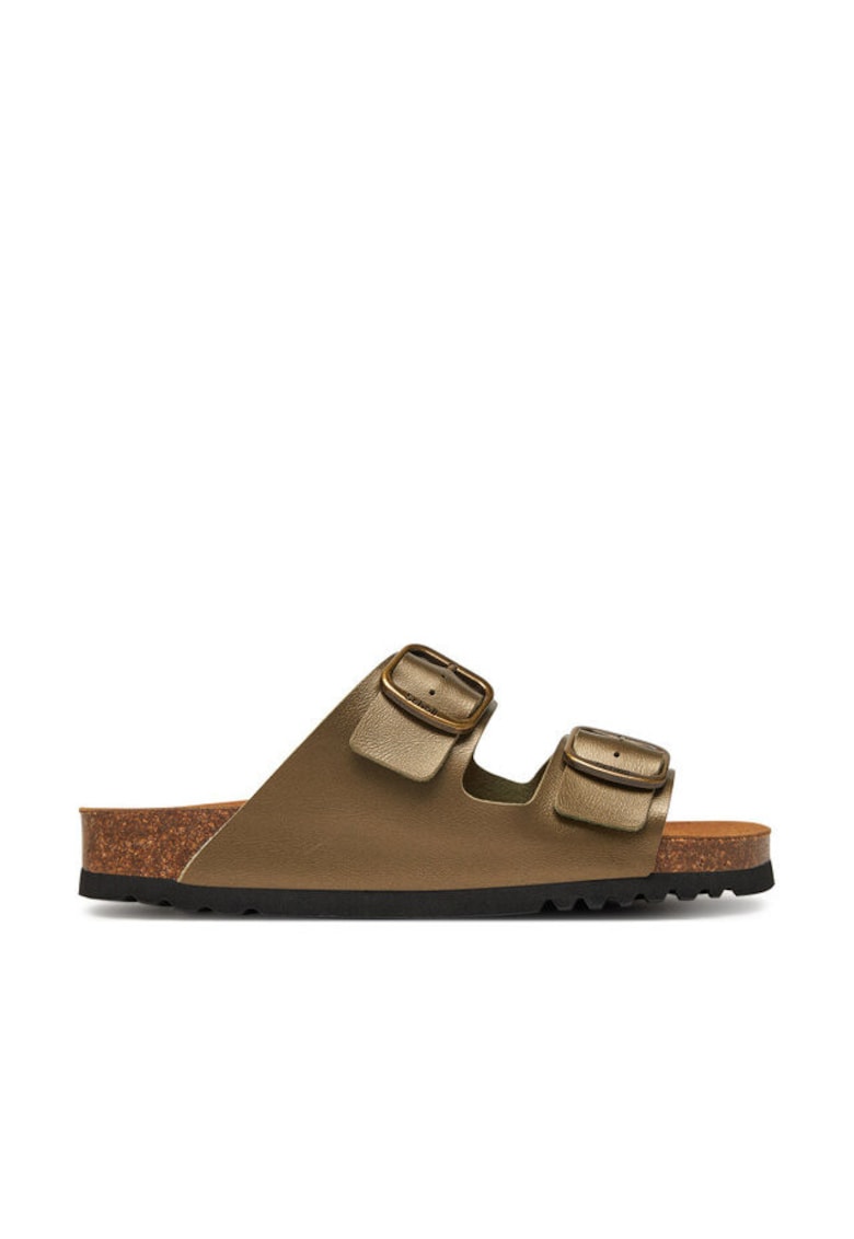 Slapi model Josephine - culoare khaki - piele naturala