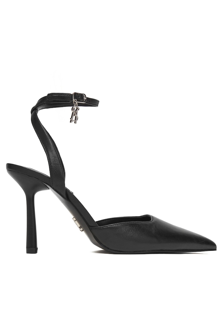 Sandale dama - piele naturala - cu toc - negru