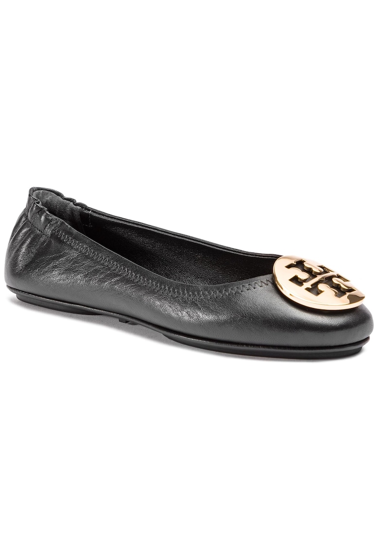 Balerini dama - piele naturala - negru/auriu -