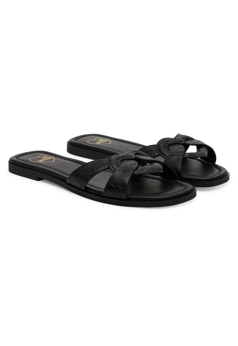 Slapi dama - piele negru - Negru