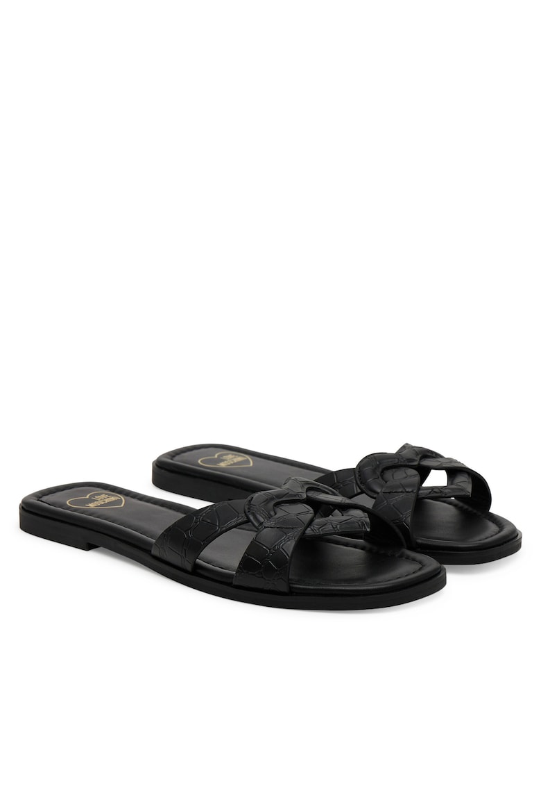 Slapi dama - piele negru - Negru