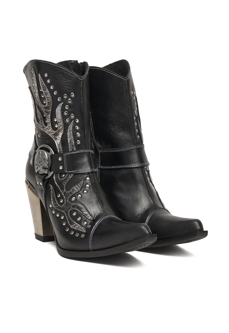 cizme cowboy - piele naturala - negru - Negru