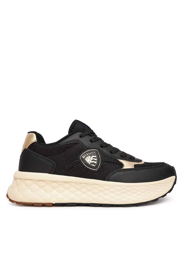 Pantofi sport dama - textil - auriu/negru