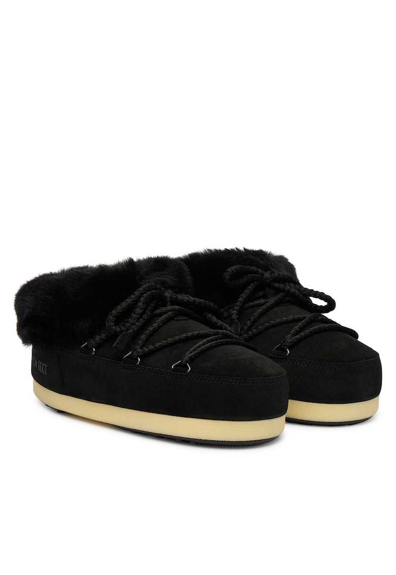 Moon Boot Ghete dama Black/Natural - piele naturala - model NL02 Mb Evx Mule Suede 80