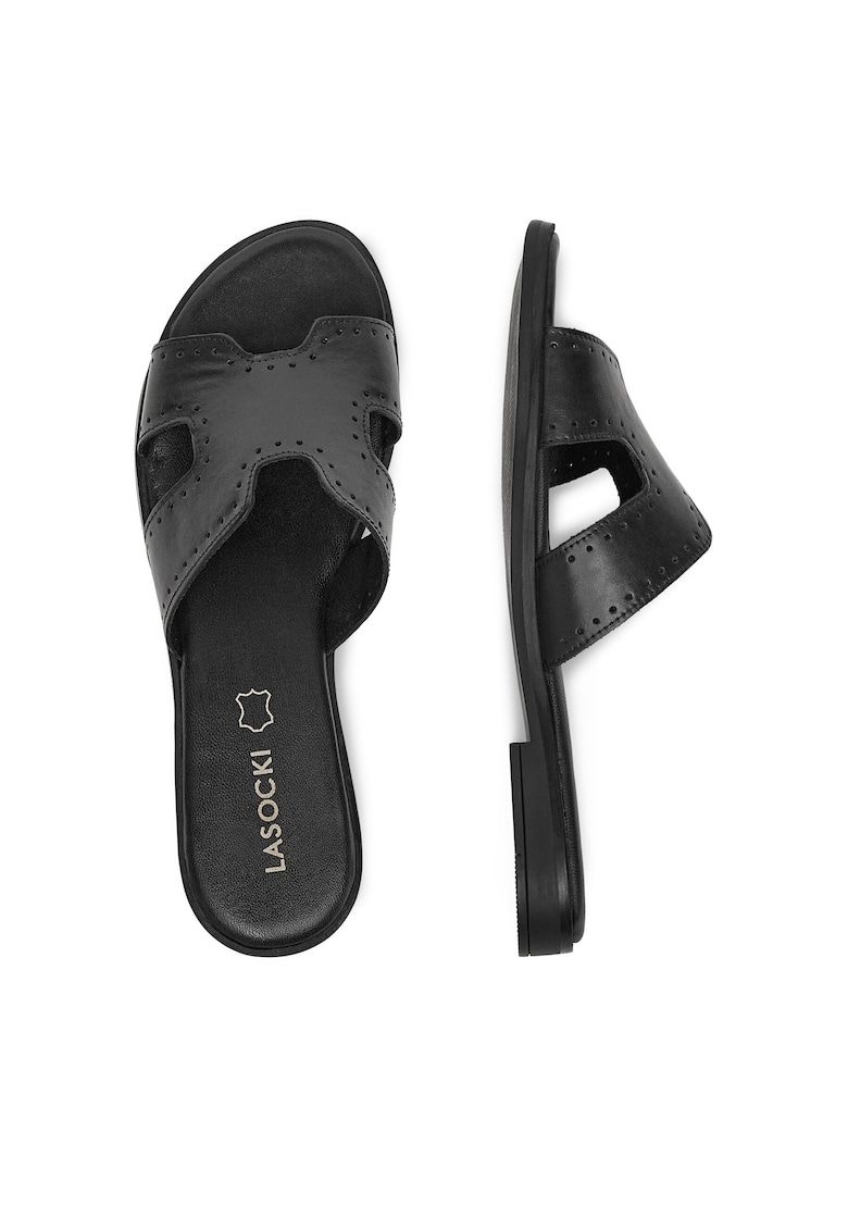 Papuci si slapi dama din piele naturala - Negru