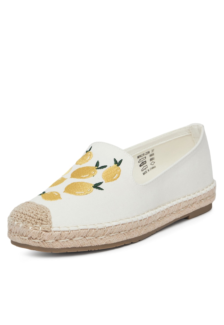 Mocasini dama - espadrile alb - tesatura -