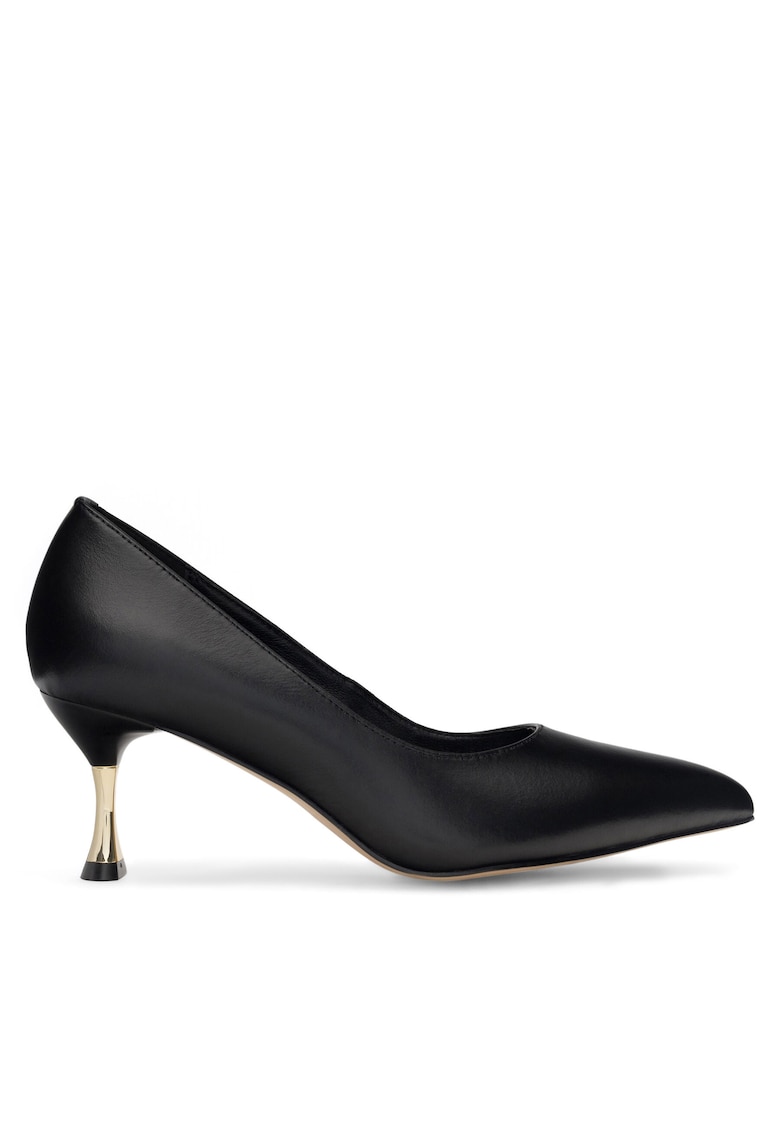 Pantofi dama toc - piele naturala - negru