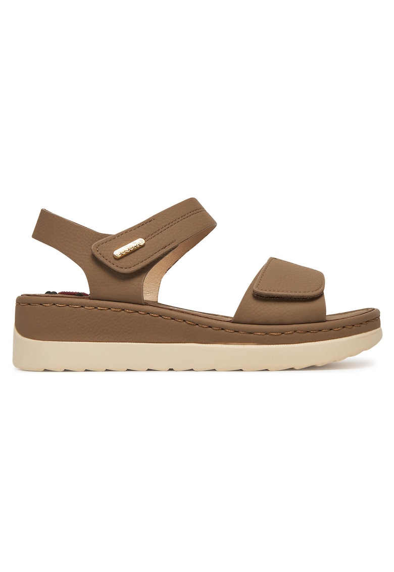 Sandale dama - bej - material sintetic - sistem inchidere velcro