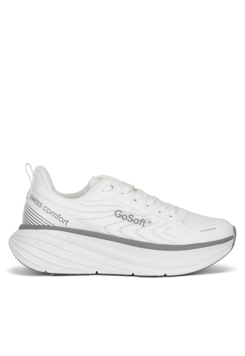 Pantofi sport dama - textil - alb/gri