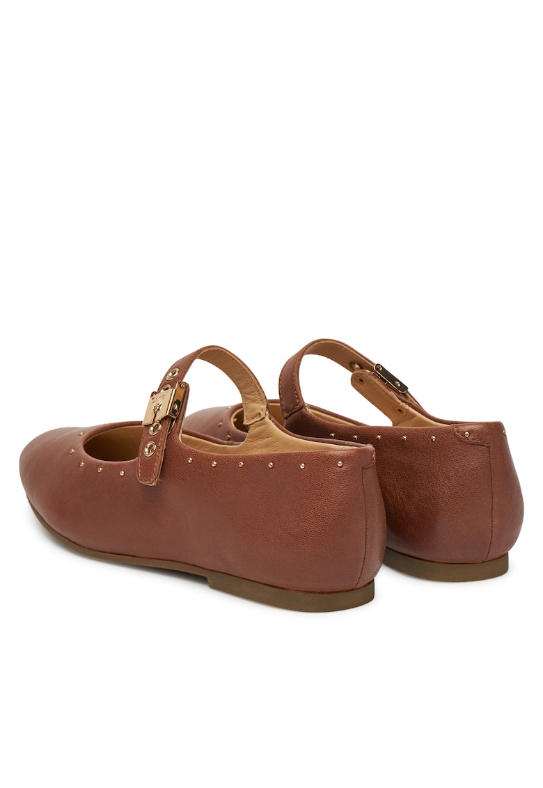 Balerini dama Janine - piele naturala - coniac