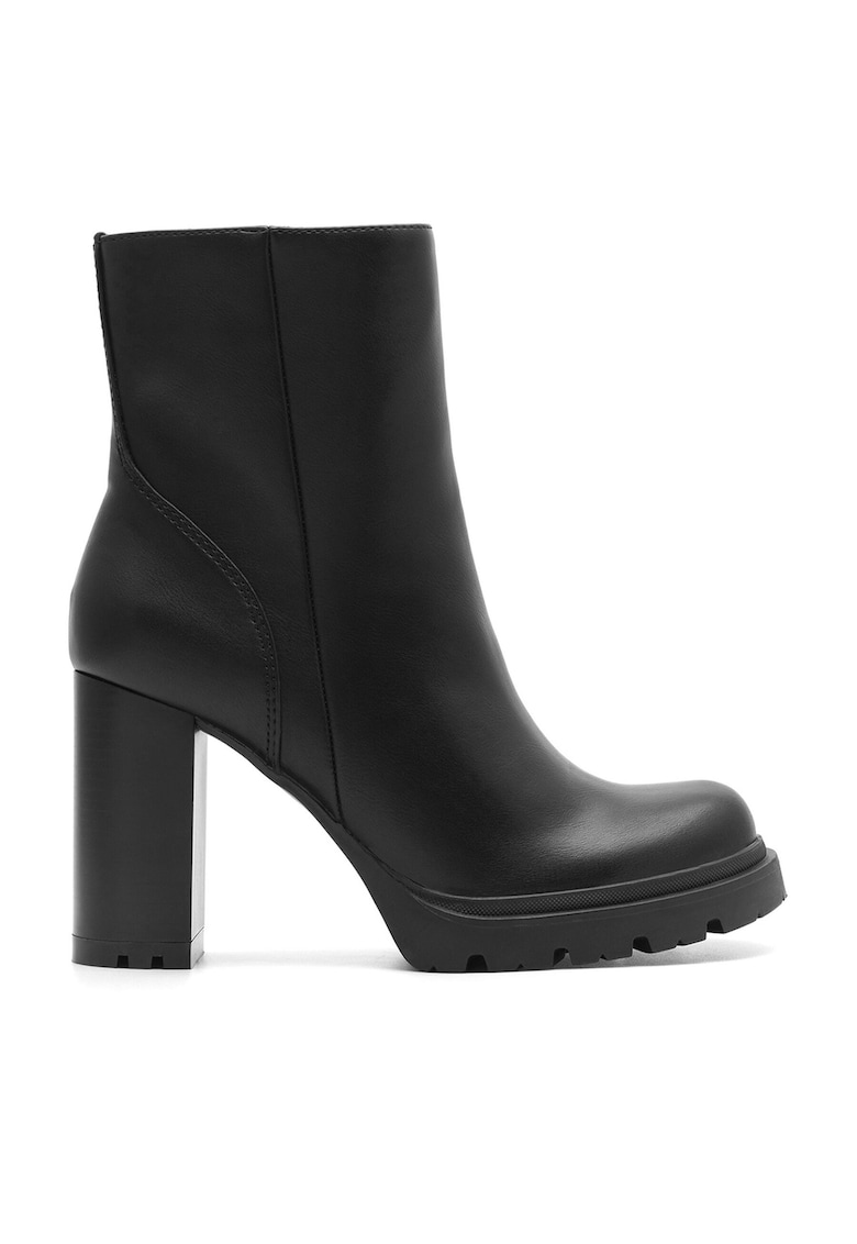 Botine din piele ecologică - Negru