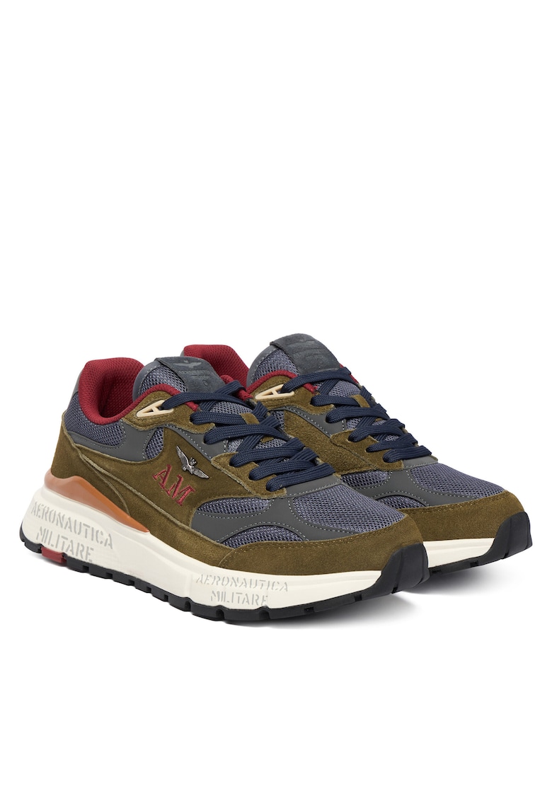 Pantofi sport barbati - Verde Militar/Bleumarin - textil
