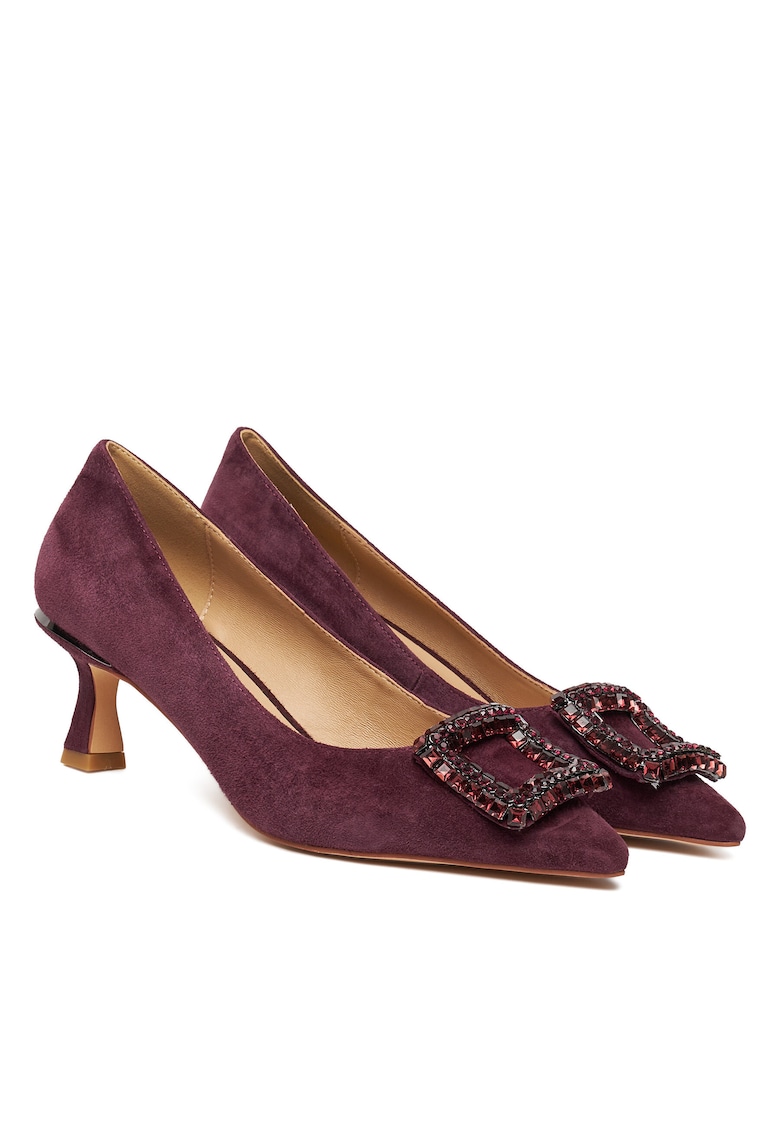 Pantofi dama - piele naturala - suede - culoare vin