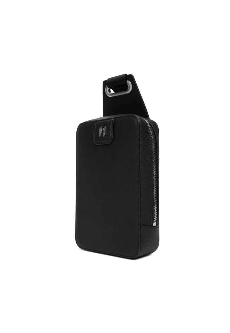 Geanta barbati - piele naturala - neagra - 999