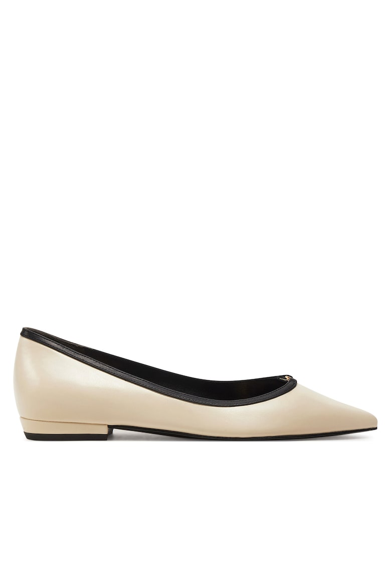 Balerini dama - piele naturala - crem/negru -