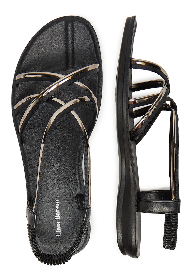 Sandale dama - material sintetic - negru -