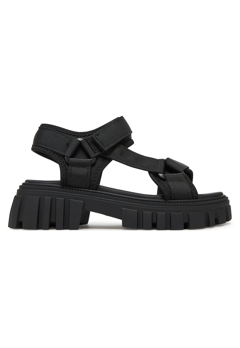 Sandale dama - negru - material textil - inchidere velcro