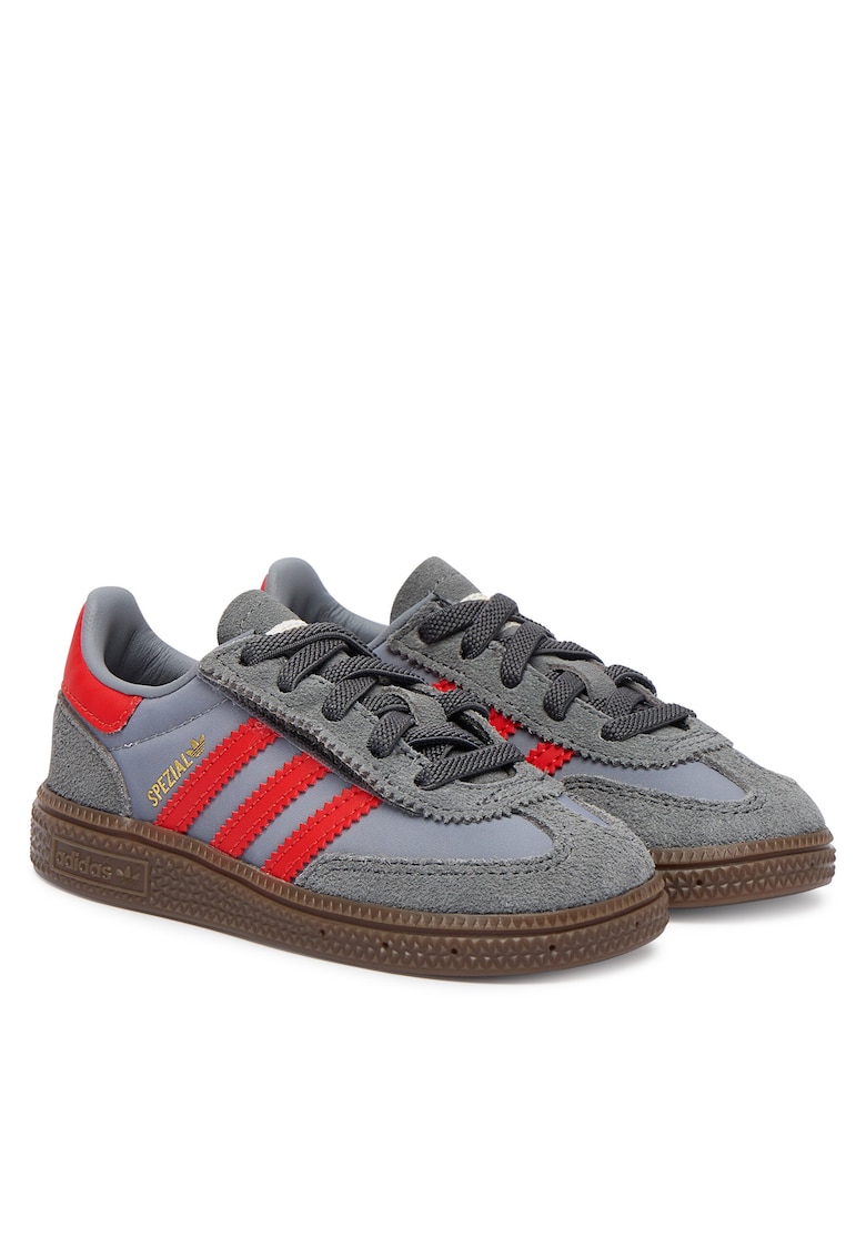 Pantofi sport copii - piele naturala - gri/rosu -