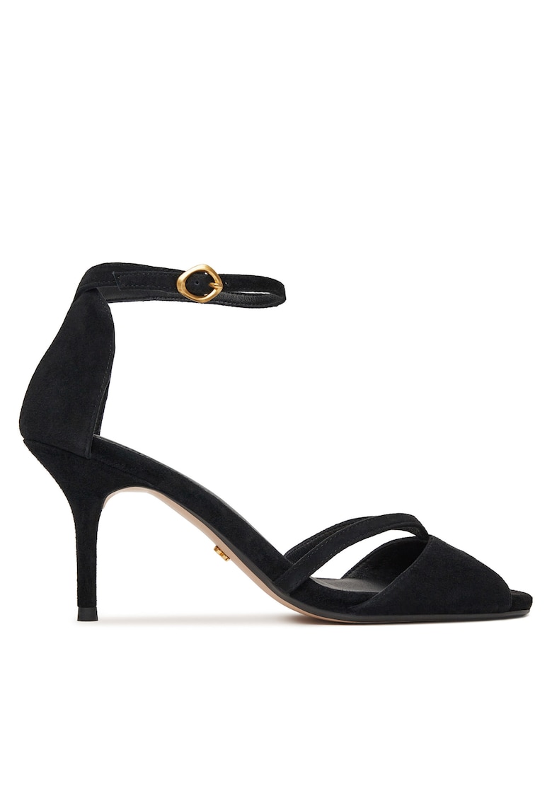 Sandale cu toc dama - piele naturala - negru