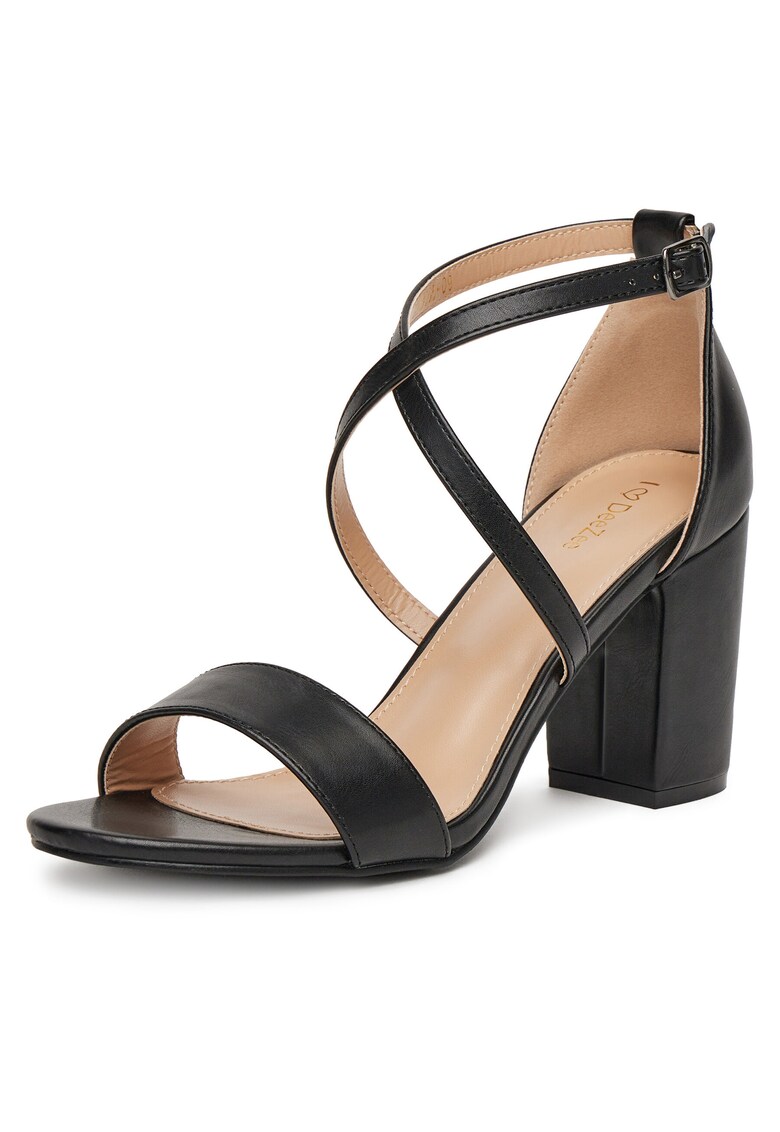 Sandale dama - cu toc - piele ecologica - negru -