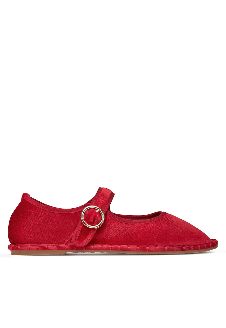 Balerini dama - textil - rosu