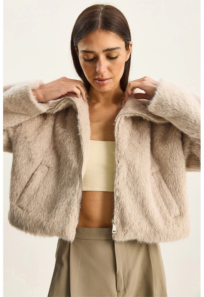 Jacheta bomber dama textil - bej