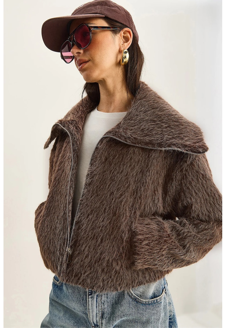 Jacheta bomber dama textil - maro