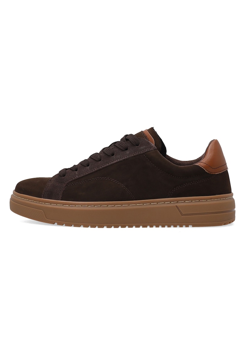 Pantofi sport din piele intoarsa si piele naturala - Maro