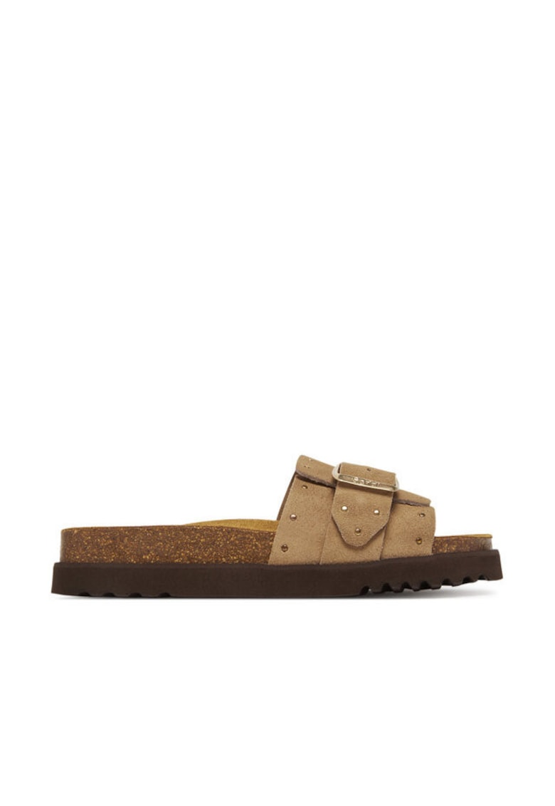 Papuci dama - Joyce - piele naturala - bej inchis
