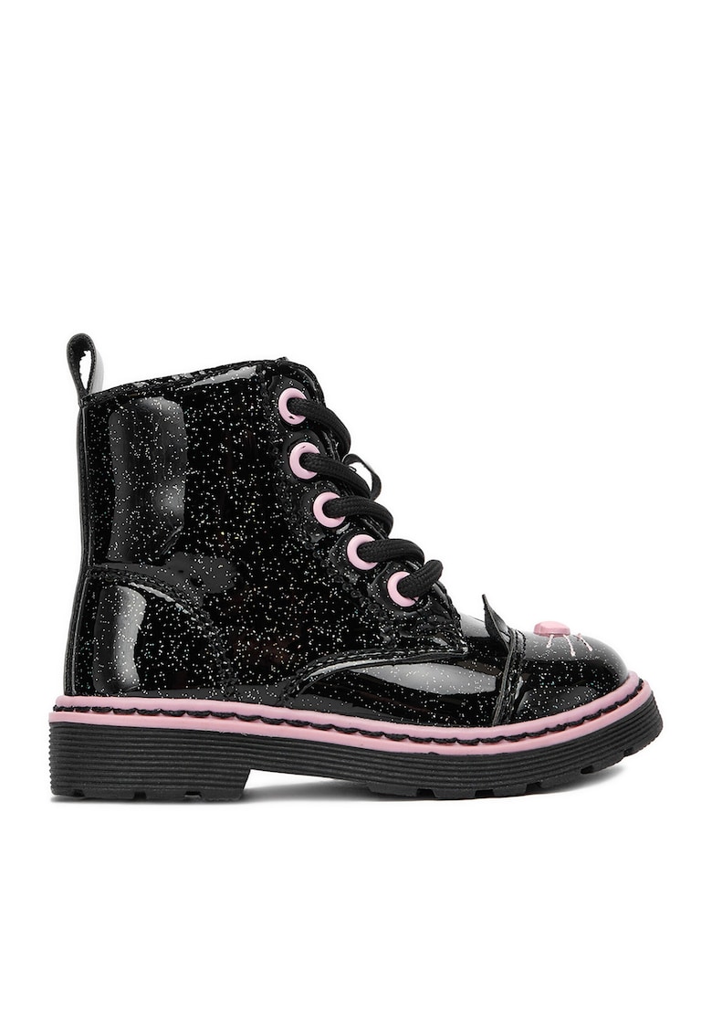 Ghete fete - plastic - negru/roz