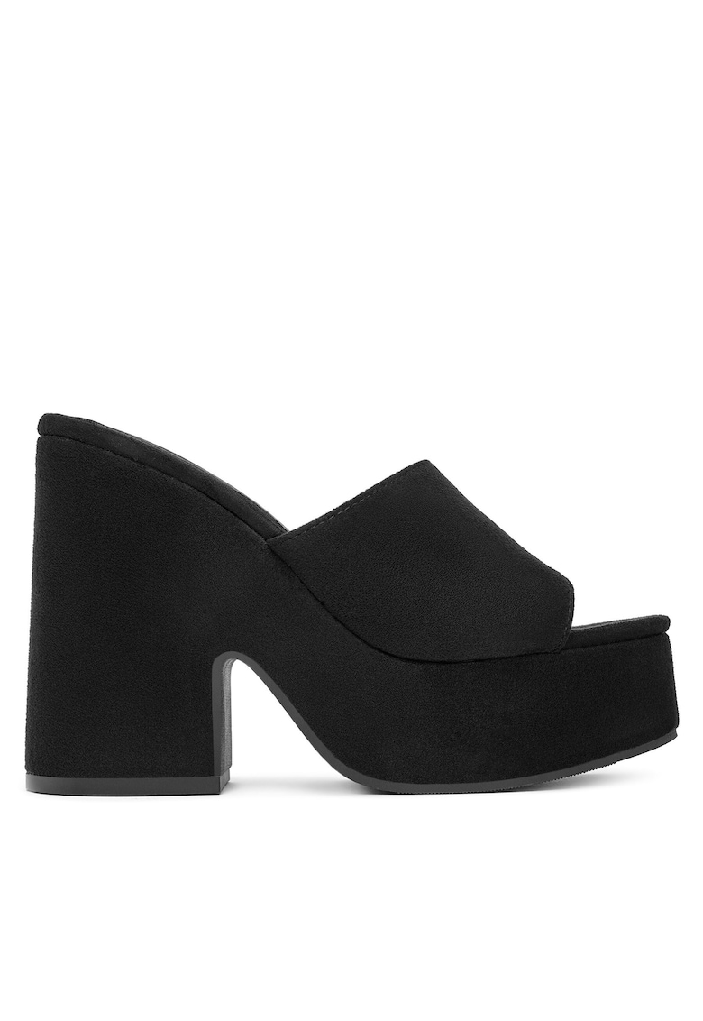 Papuci cu toc - model E8341-1 - negru - Negru
