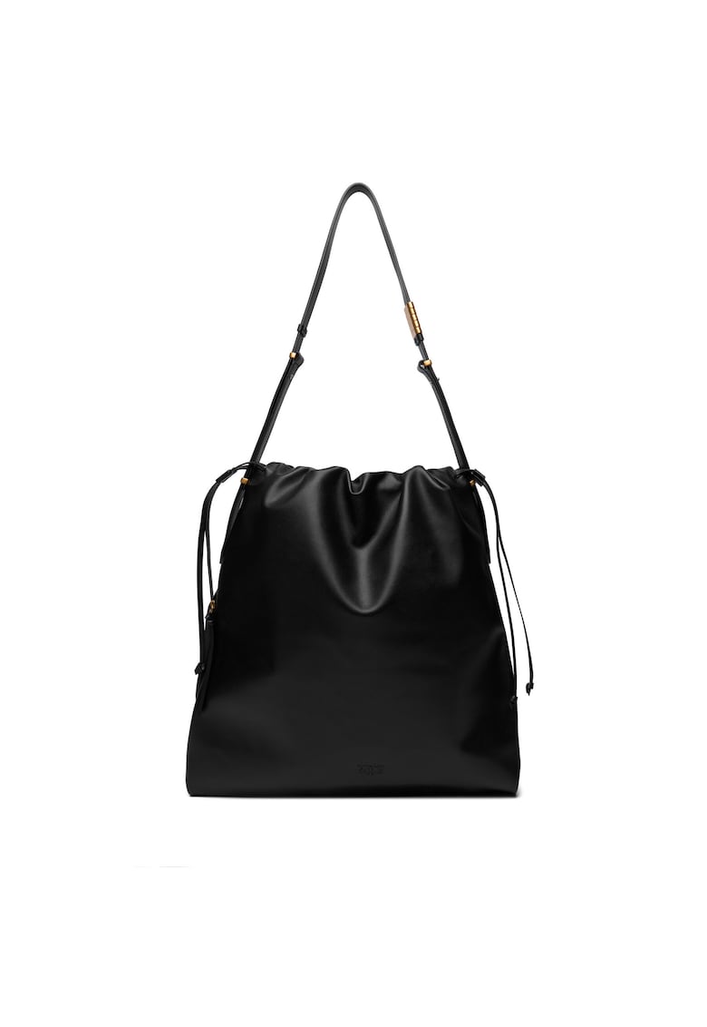 Geanta dama Black Z99Q Slouchy - piele naturala - culoare neagra - dimensiuni 25x.