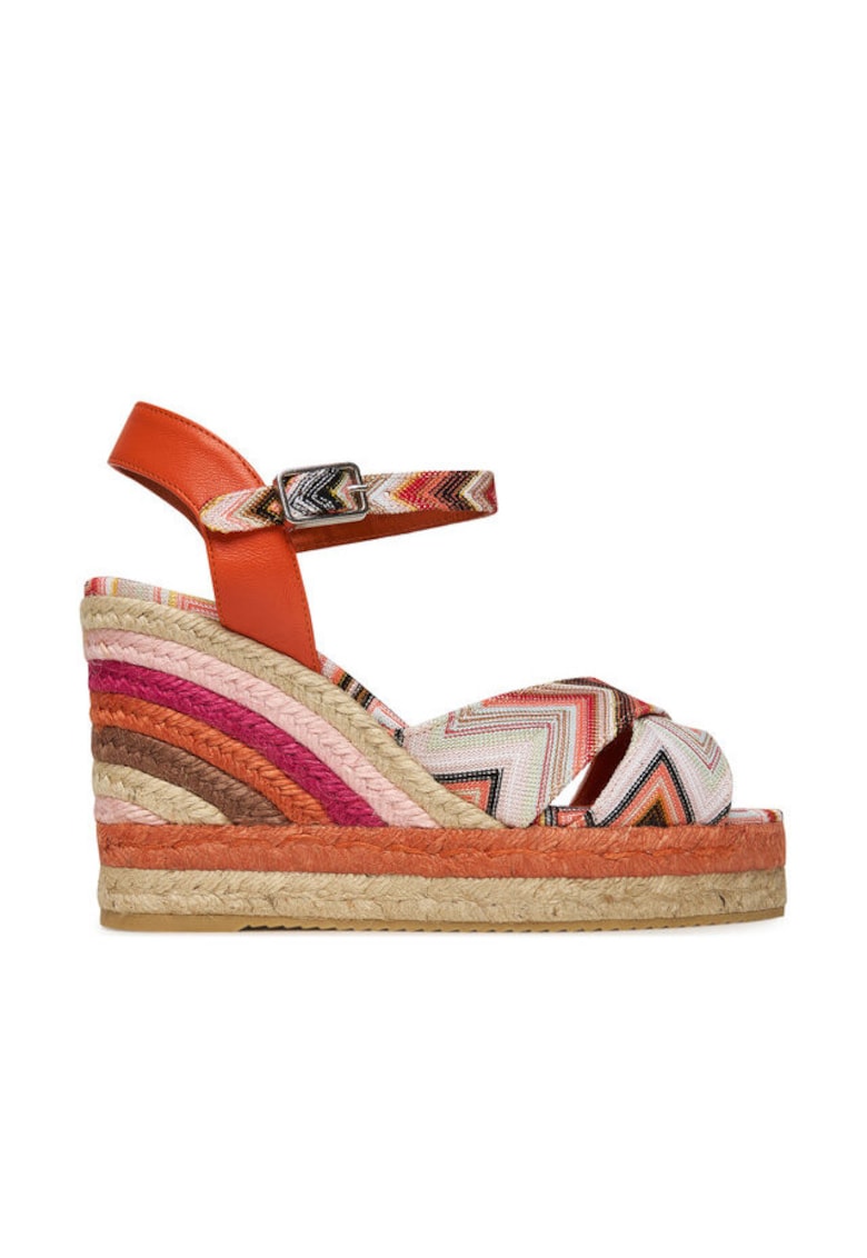 Sandale dama - espadrile portocalii - colorate - tesatura