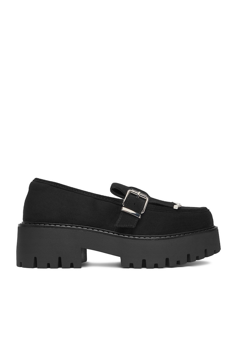Mocasini dama negru - material textil