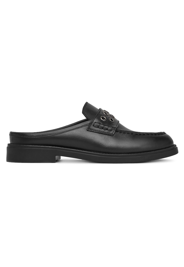 Papuci din piele naturală - Negru