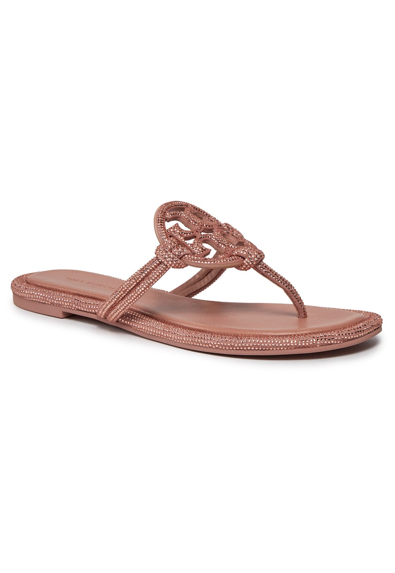 Slapi dama Malva 667 - piele naturala - roz - model Miller Knotted Pave