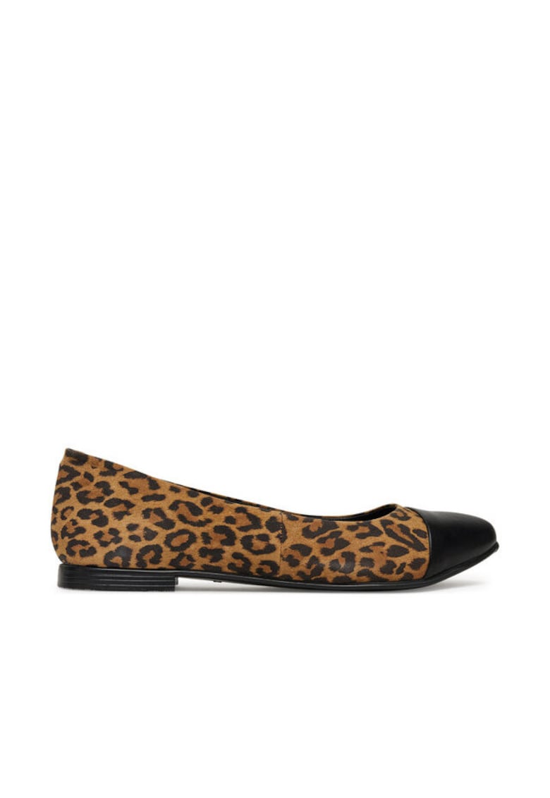 Balerini dama - piele naturala - negru/maro