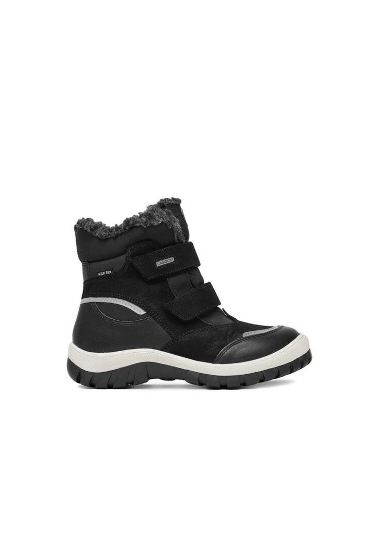 Ghete sport baieti - piele naturala - negru/alb
