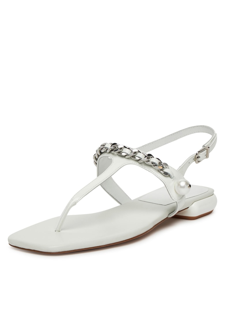 Sandale dama piele naturala - alb - 2.5 cm tocul