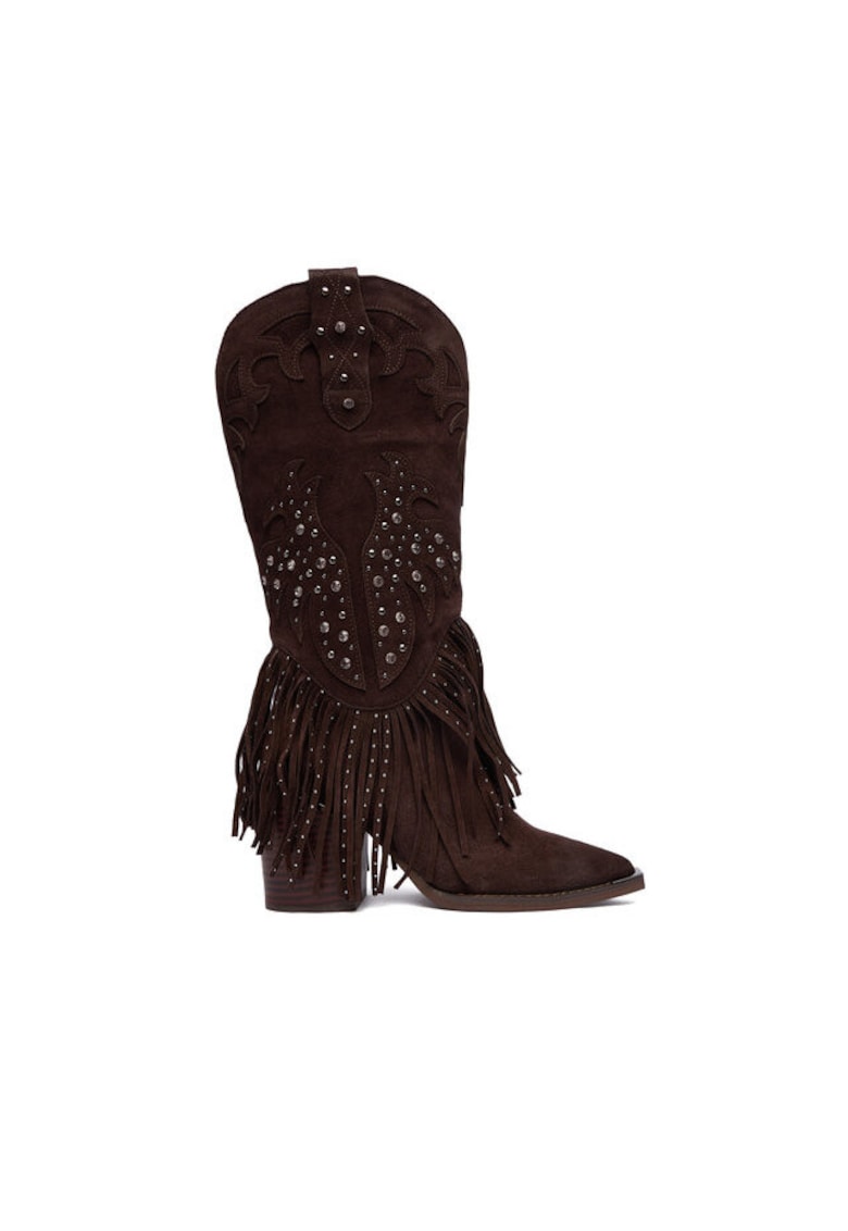 Cizme dama - stil cowboy - piele naturala - maro