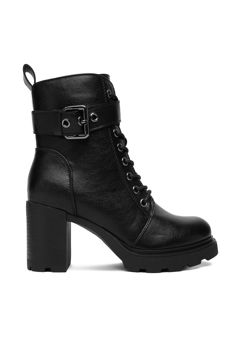 Botine din piele ecologica cu catarama decorativa