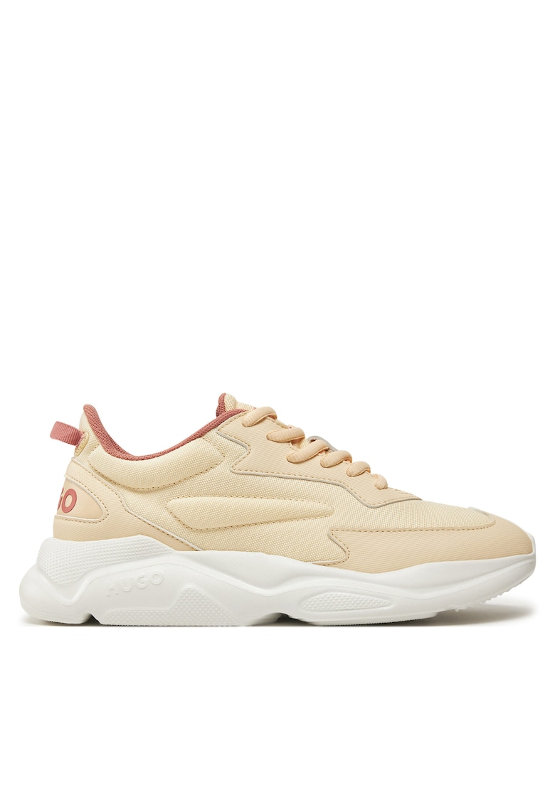 Pantofi sport dama - textil - ecru/portocaliu -