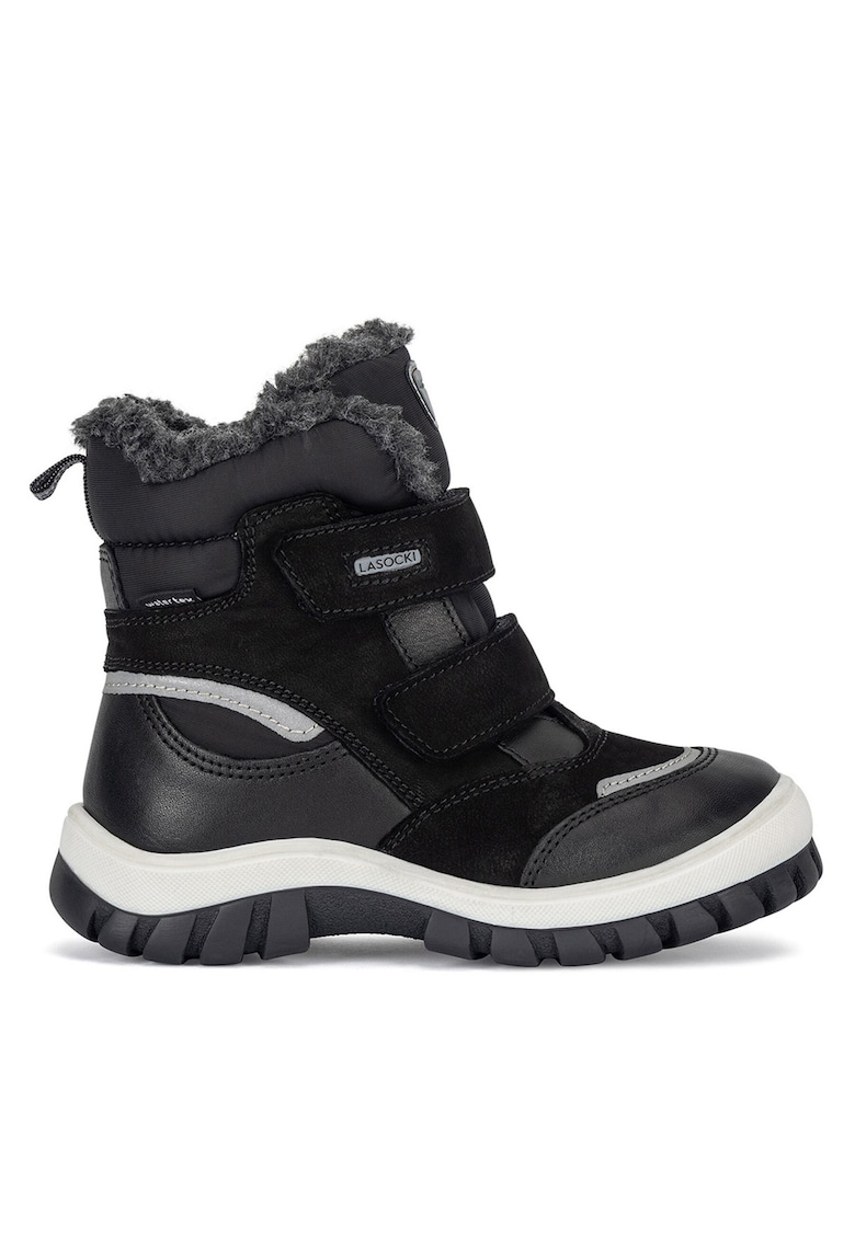 Ghete sport baieti - piele naturala - alb/negru