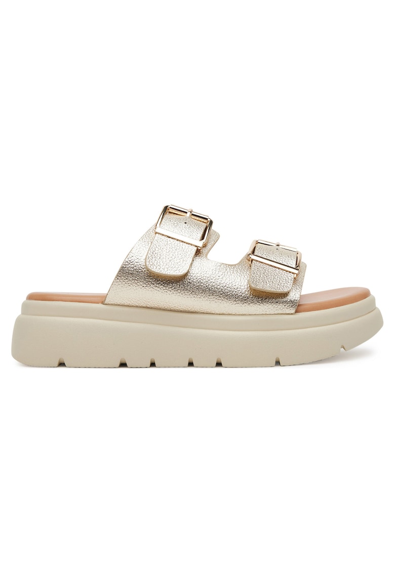 Papuci dama - flatform - auriu - material sintetic