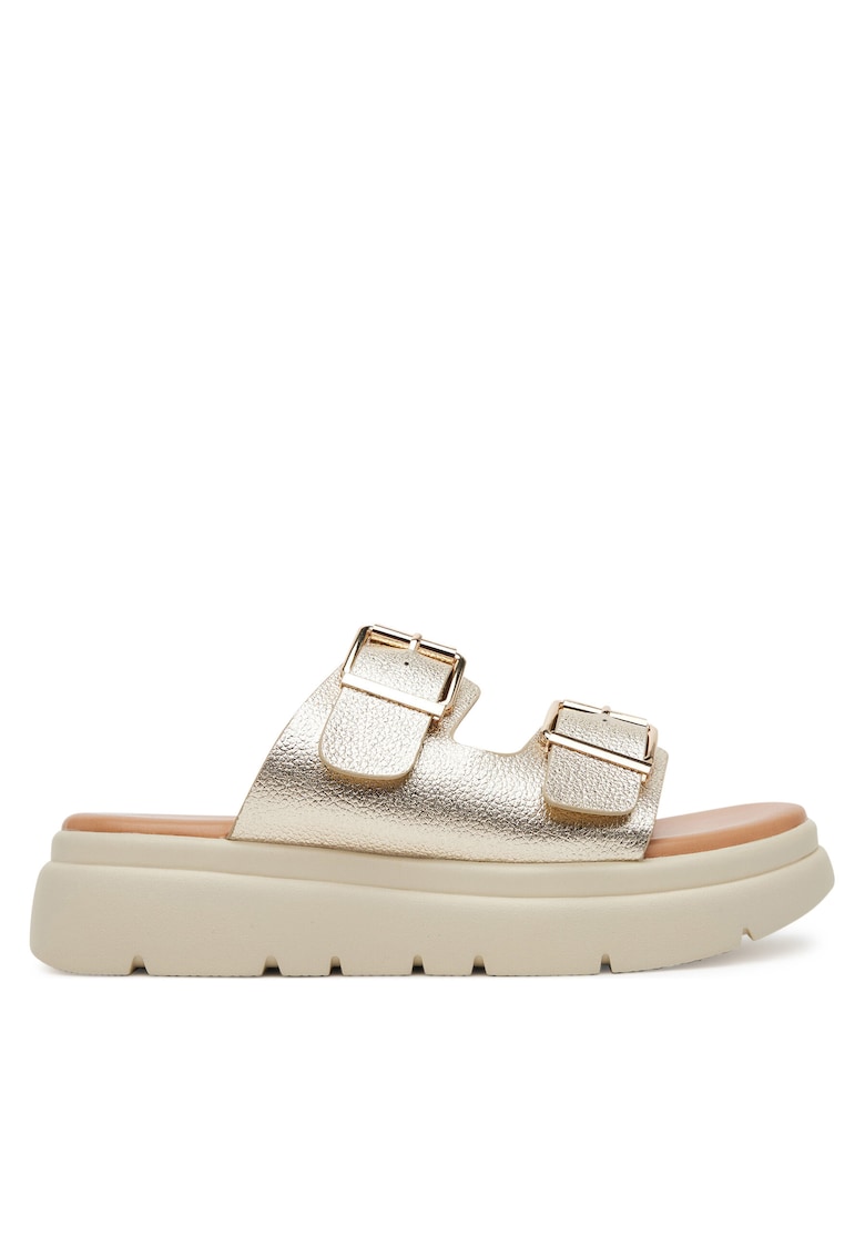 Papuci dama - flatform - auriu - material sintetic