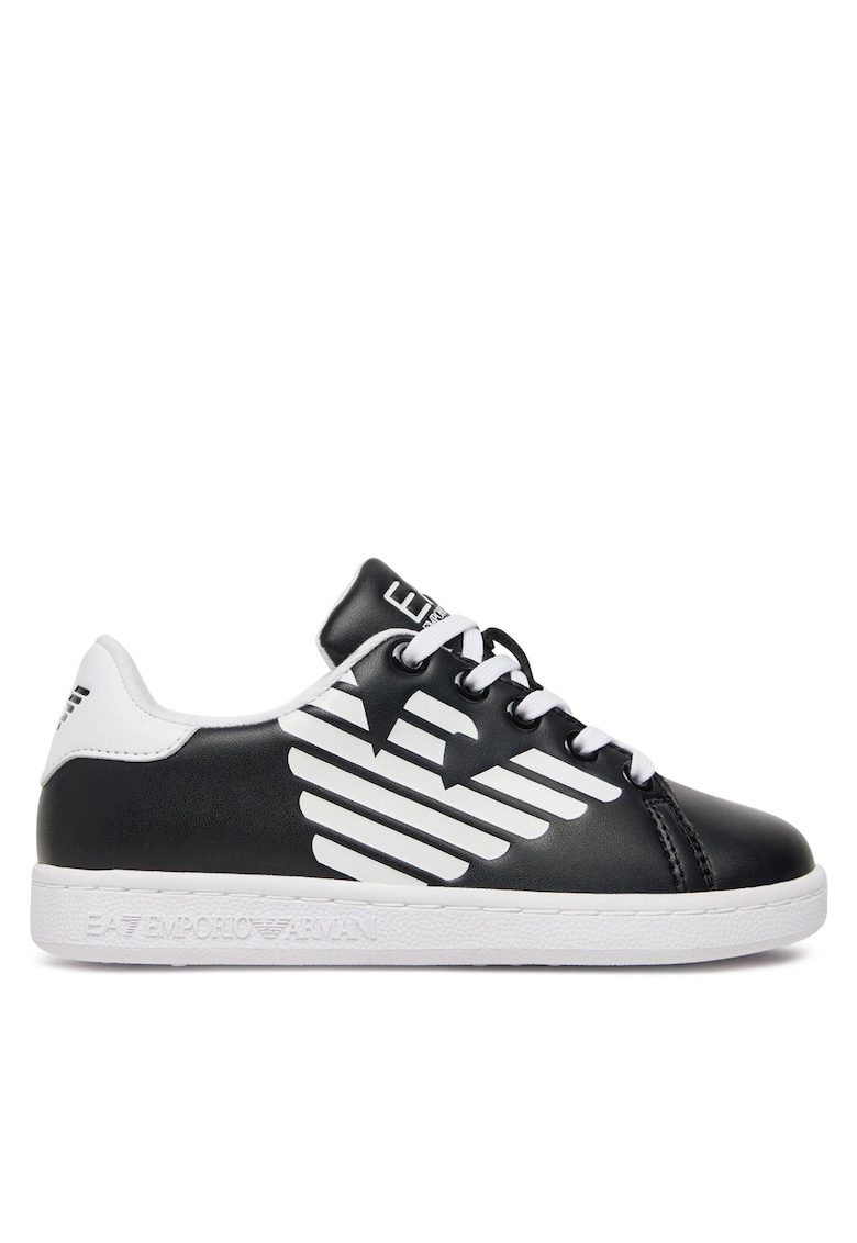 Pantofi sport copii - adidasi baieti - negru/alb - piele ecologica