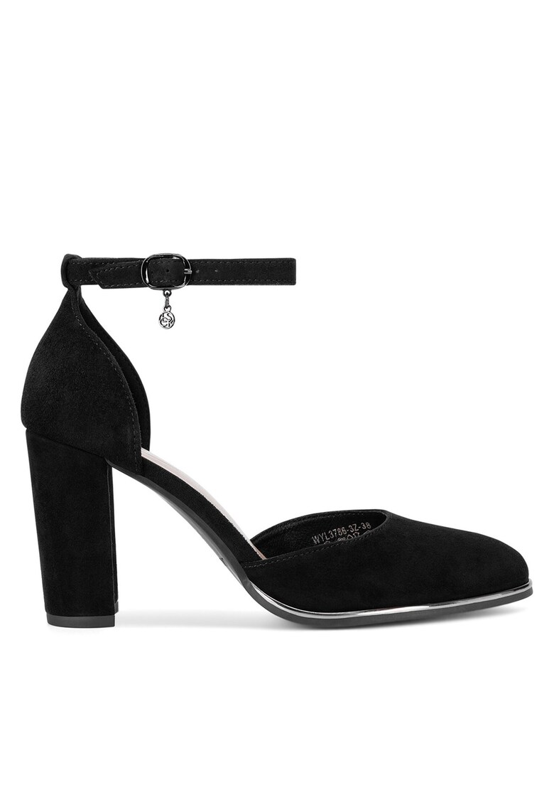 Sandale dama - cu toc - piele naturala - negru