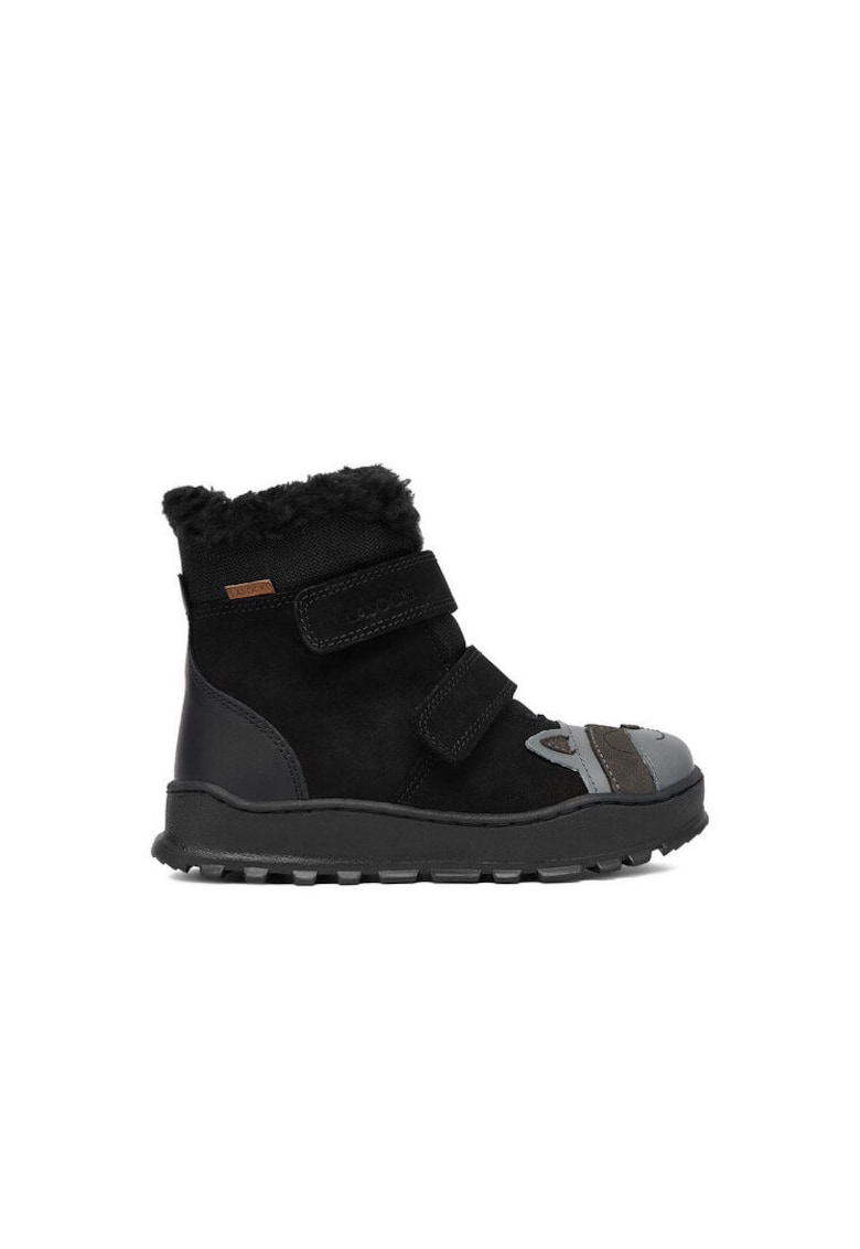 Ghete sport baieti - piele naturala - negru/gri