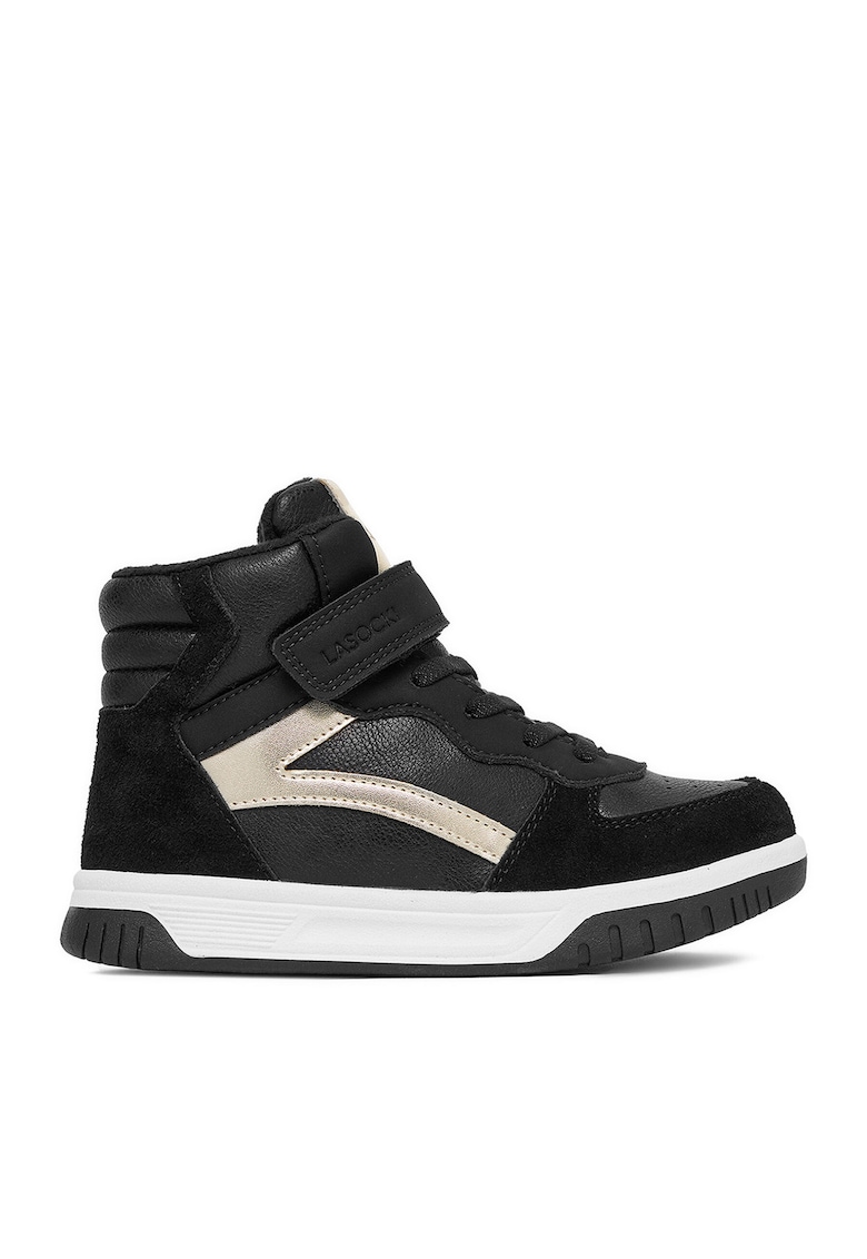 Ghete sport fete - textil - negru/auriu