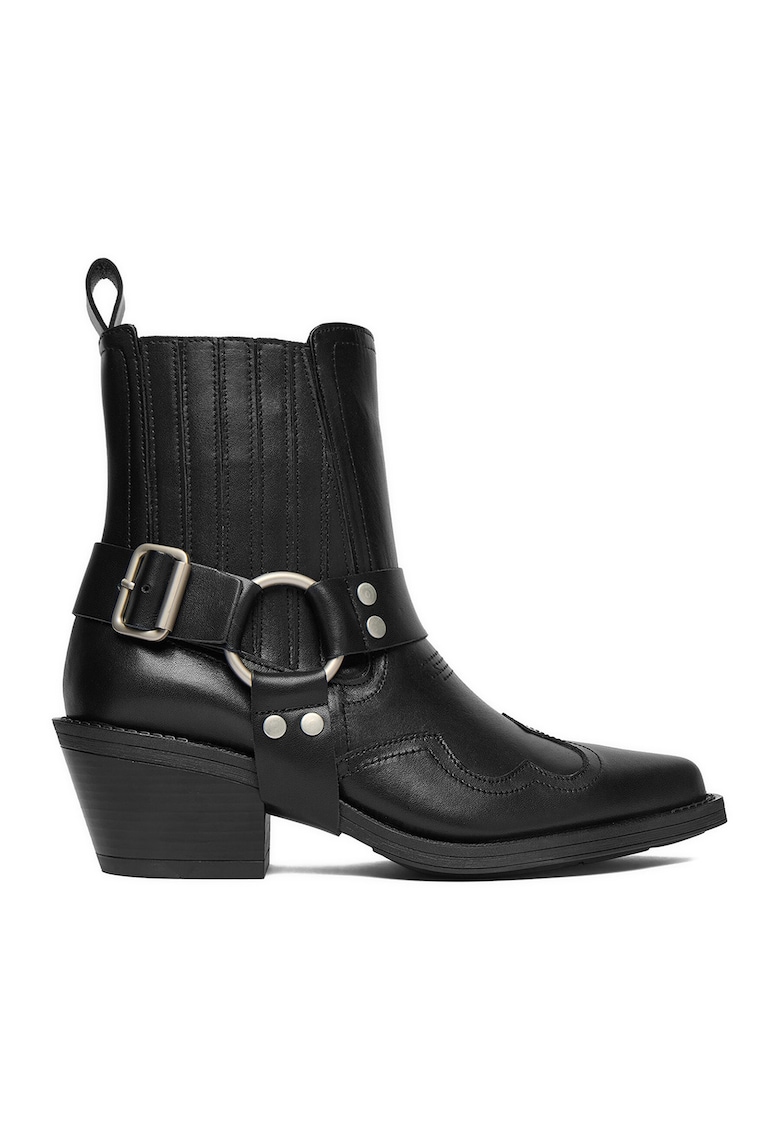 Ghete cowboy dama piele naturala - negru